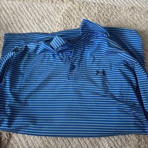 Under Armour Men's Blue and White Polo Shirt